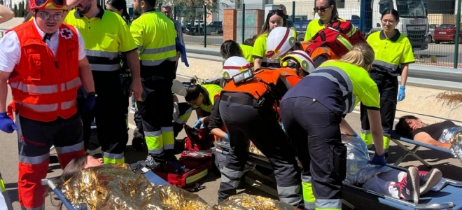 Los Bomberos de Murcia participan junto a otros servicios de emergencia en un simulacro de atentado terrorista 