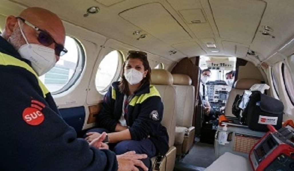 829 pacientes trasladados por el avión medicalizado del SUC en 2020