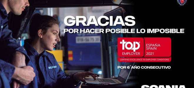 Scania, certificada Top Employer por sexto año consecutivo
